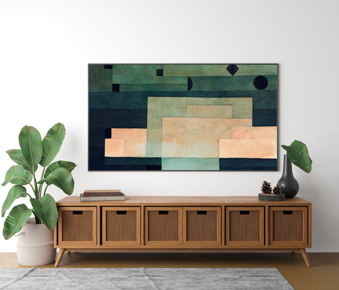 Bauhaus Style Abstract Watercolor with Circles Green Modern Poster - Image 4