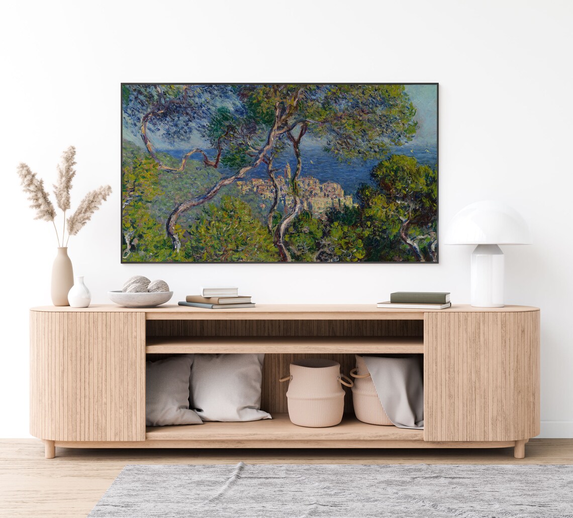 Claude Monet Bordighera Village Sea View Through Pine Trees Landscape Poster - Image 4