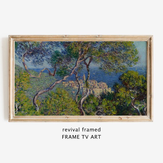 Claude Monet Bordighera Village Sea View Through Pine Trees Landscape Poster