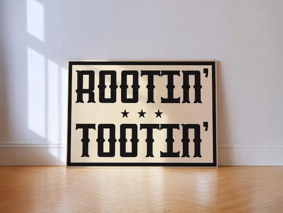 Rootin Tootin Western Typography Star Black Cream Cowboy Quote Poster