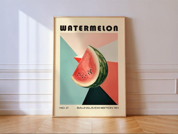 Watermelon Decorative Kitchen Print Bauhaus Poster Vintage Decoration