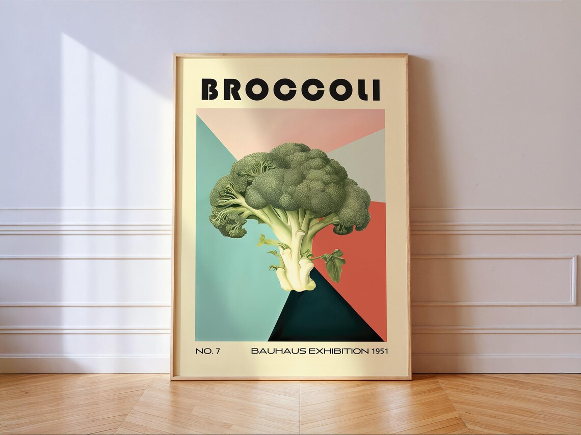 Broccoli Vintage Bauhaus Kitchen Art Print