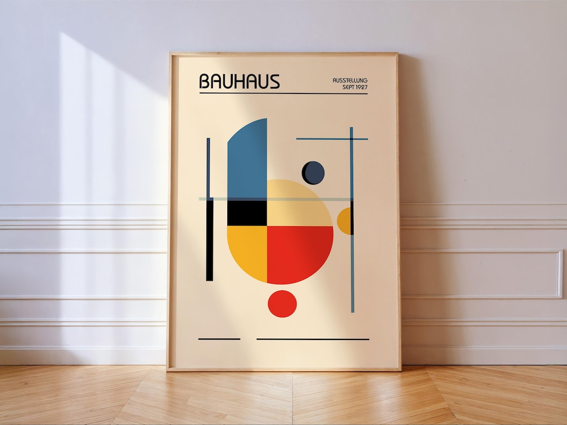 Bauhaus Exhibition Poster, Minimalist Geometric Art