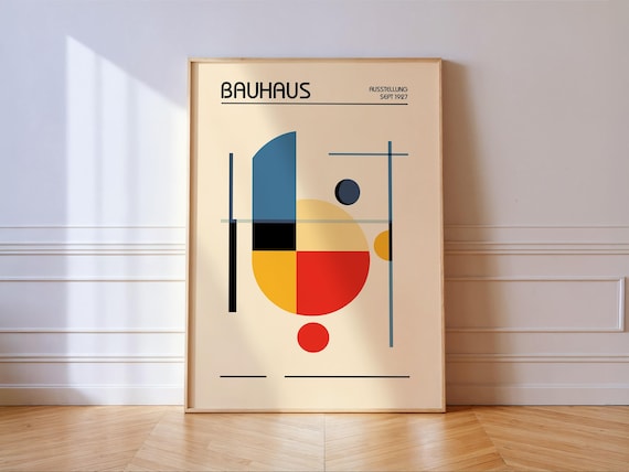 Bauhaus Exhibition Poster, Minimalist Geometric Art