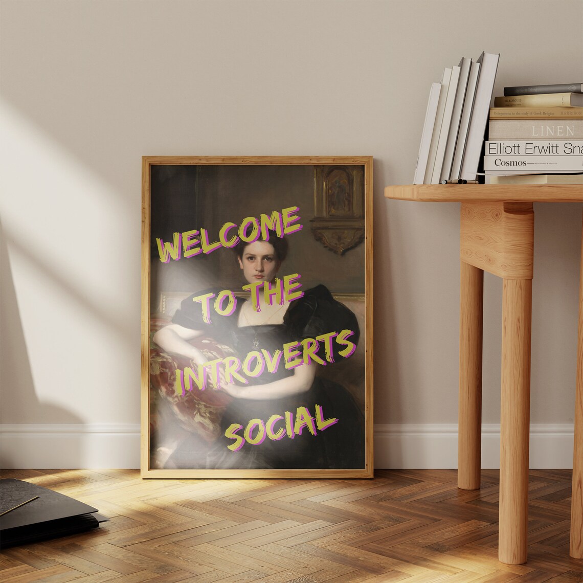 Altered Art Print Introverts Social Poster Cute Quote Oil Painting Funny Wall Art Baroque Vintage Introverted Girl - Image 3