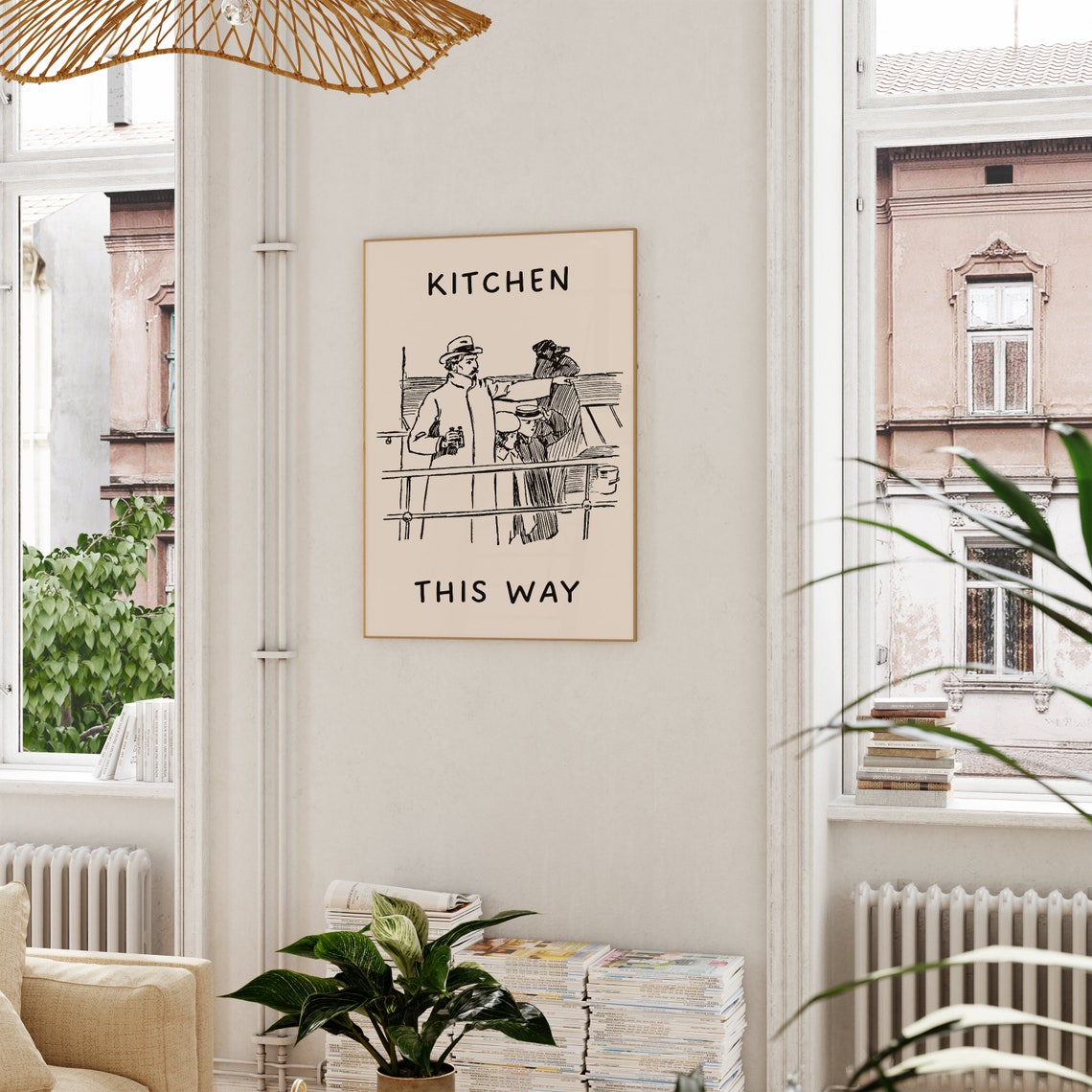 Kitchen This Way Vintage Sailor Sketch Funny Sign Quote Poster - Image 3