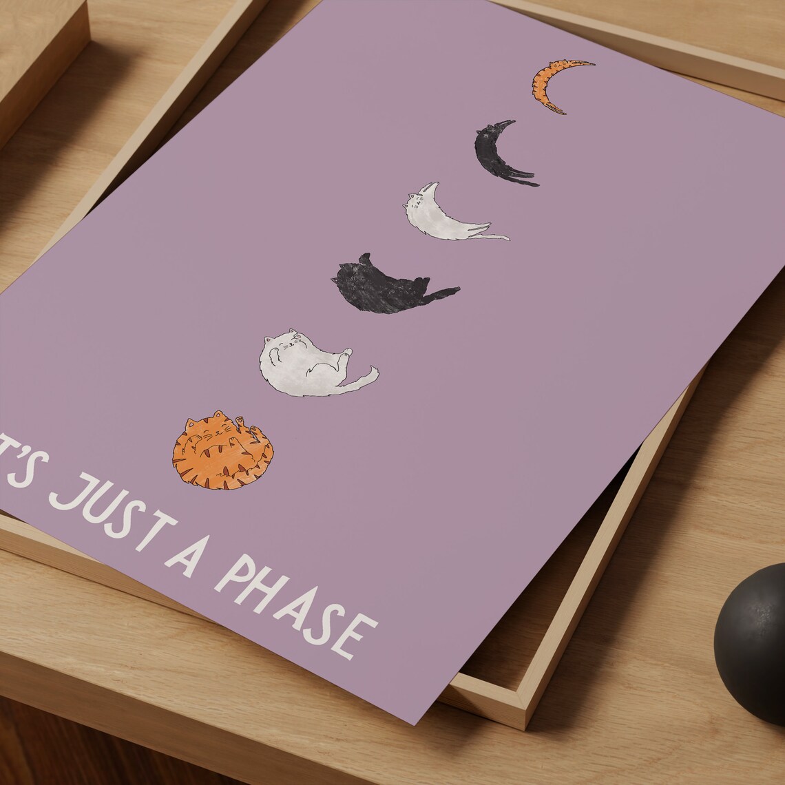 Cat Moon Phase Lunar Poster, Cute Quote Decor - Image 3