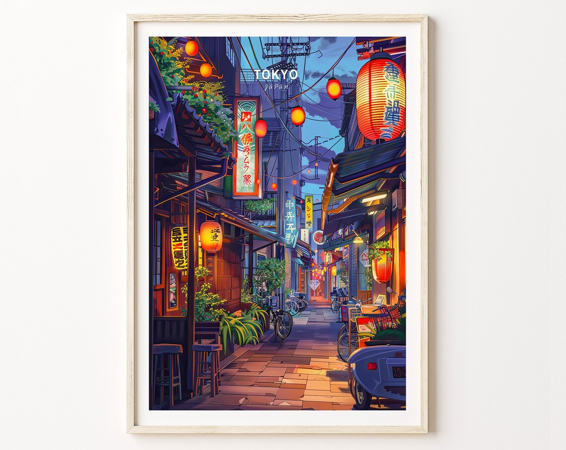 Tokyo Japan Travel Poster, Japanese Cityscape Print
