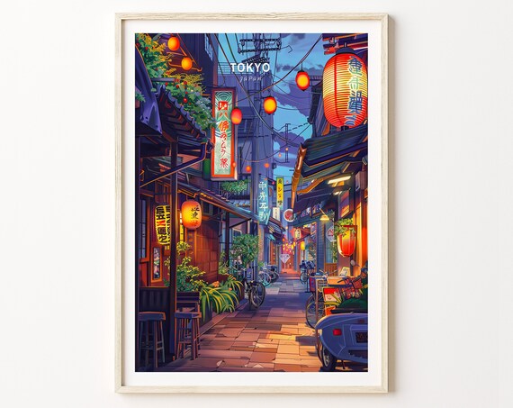 Tokyo Japan Travel Poster, Japanese Cityscape Print