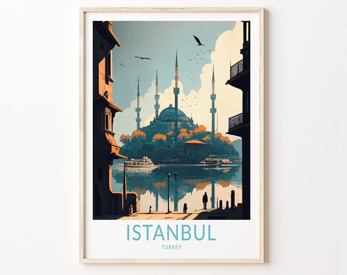 Istanbul Travel Poster, Turkey Wall Art Print