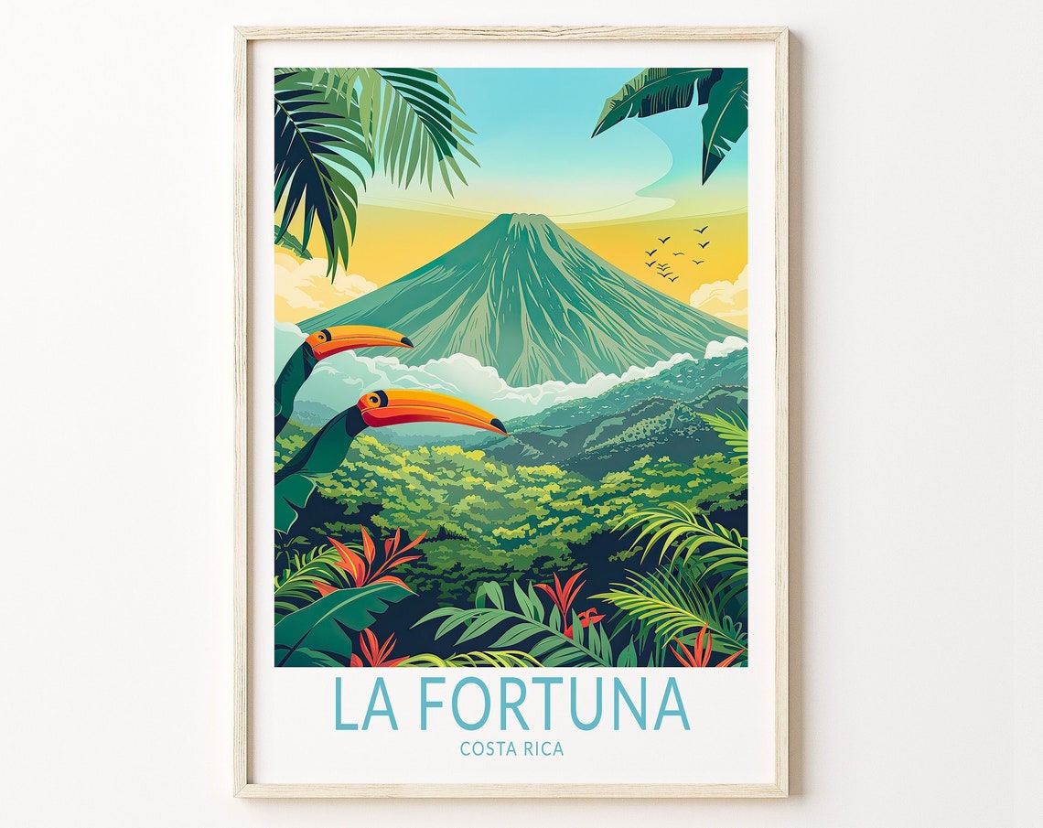La Fortuna Travel Poster Costa Rica Poster Print La Fortuna Costa Rica Wall Art La Fortuna Travel Gifts Personalised Gifts