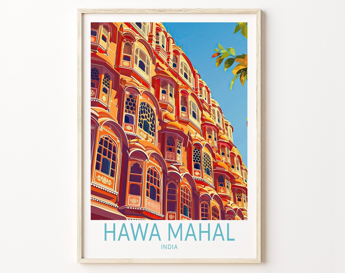 Hawa Mahal Palace Of Winds Jaipur India Colorful Travel Poster