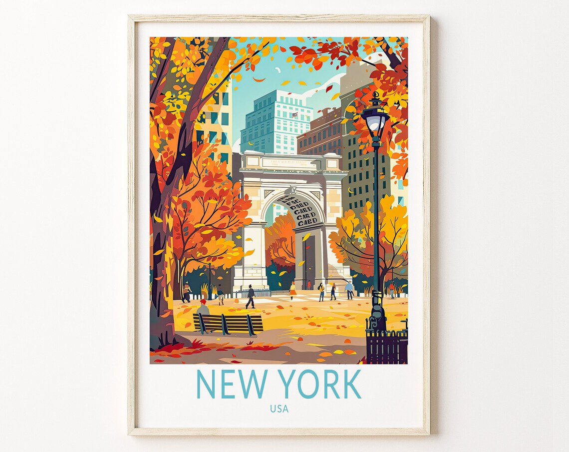 New York USA Travel Poster, City Travel Art Print