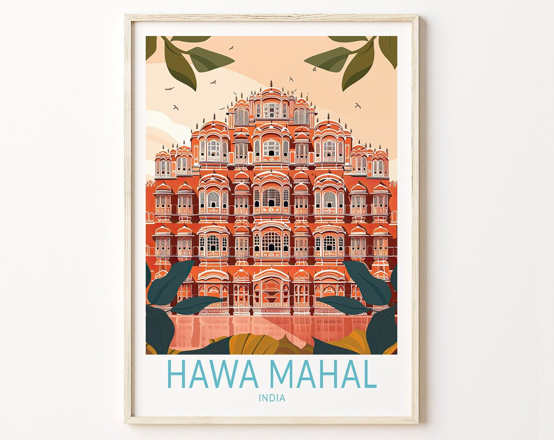 Hawa Mahal Travel Poster, India Wall Art Print