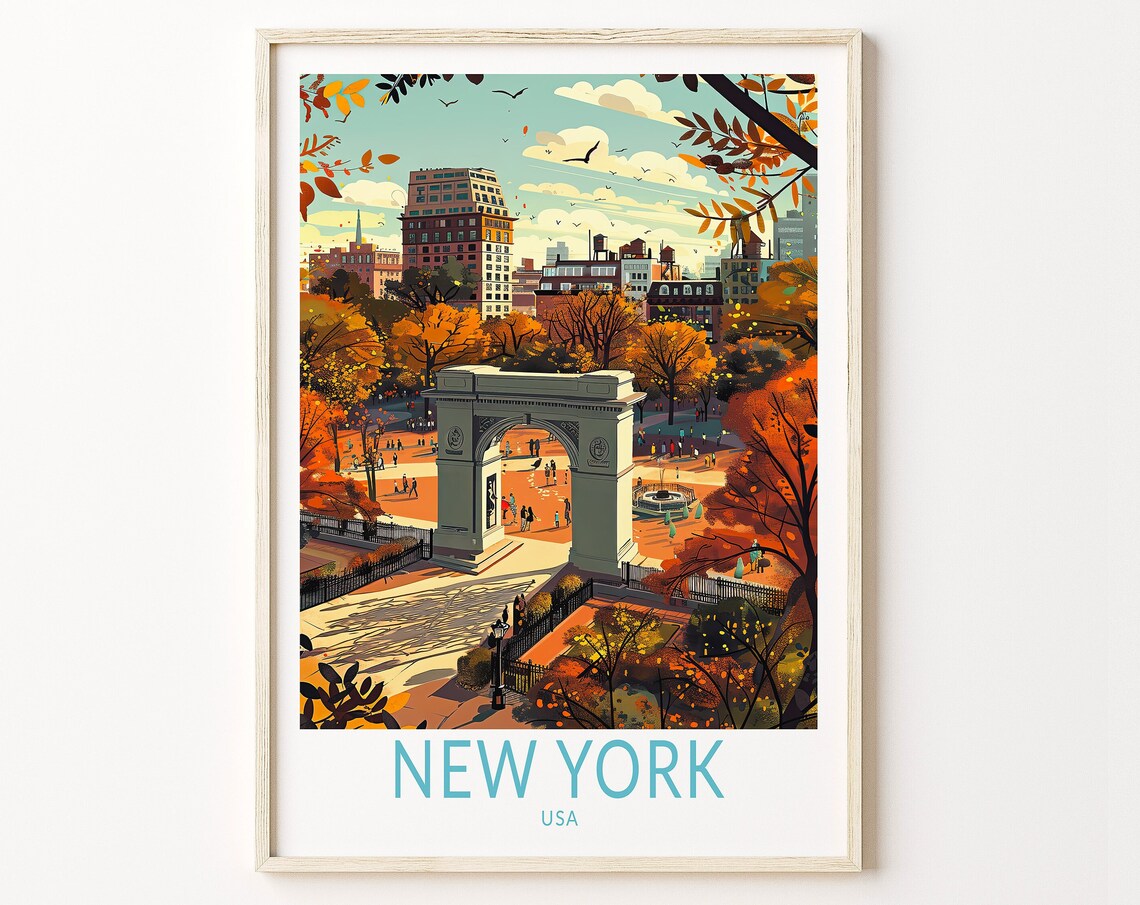 New York City Travel Poster, Washington Square Park