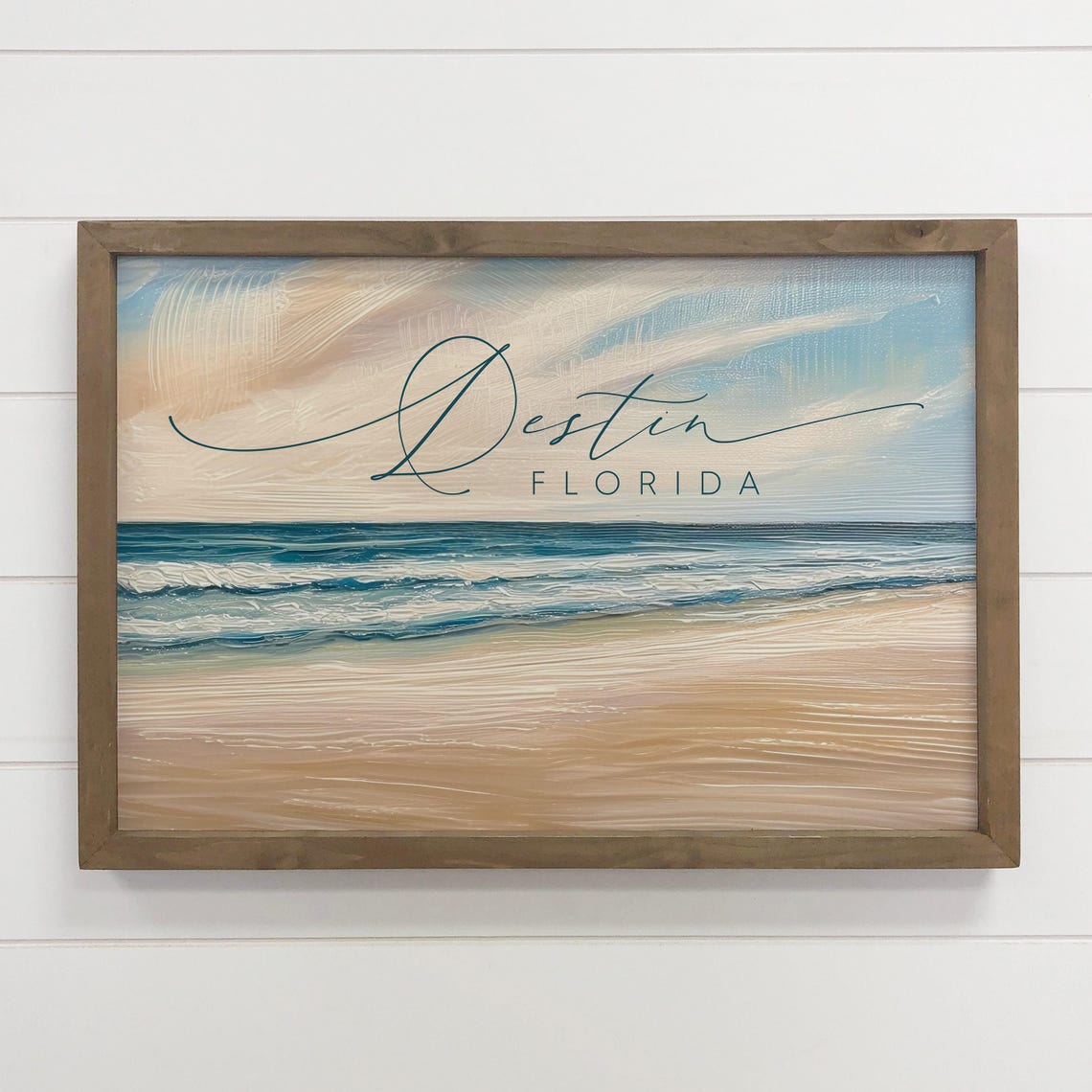 Destin Florida Sandy Beach Ocean Waves Textured Painting Poster