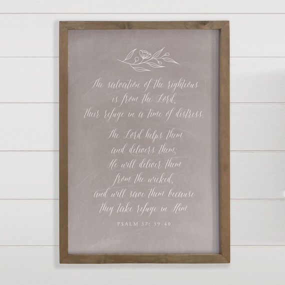 Psalm 37 Scripture Calligraphy Farmhouse Christian Wall Poster