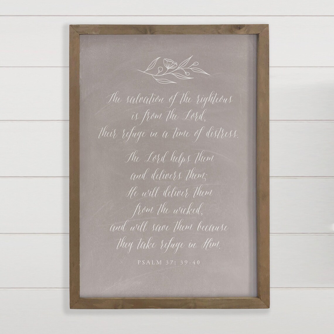 Scripture Wall Art Motivational Refuge Verse Canvas Wood Framed Artwork