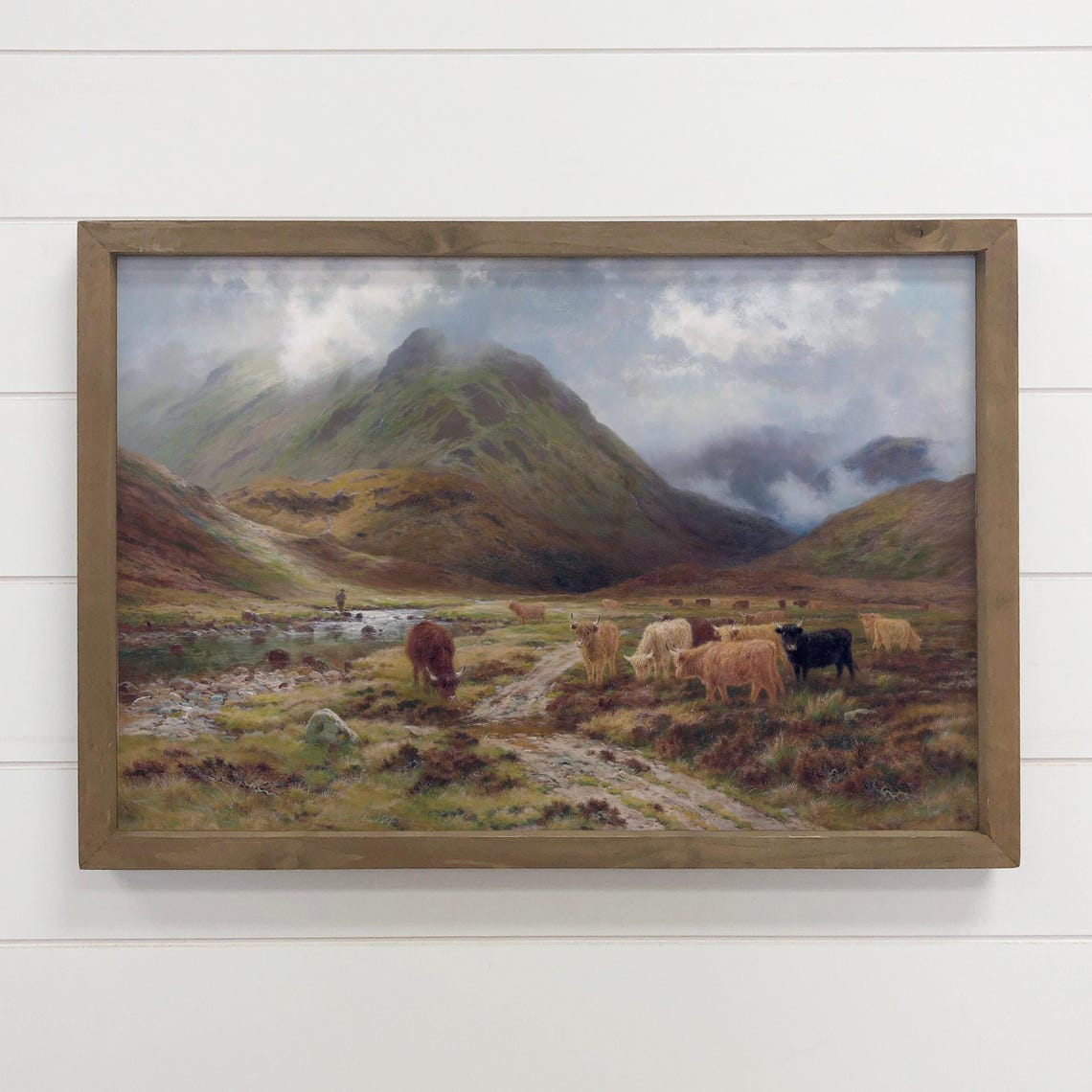 Highland Cows Misty Scottish Glen Classic Landscape Wall Art