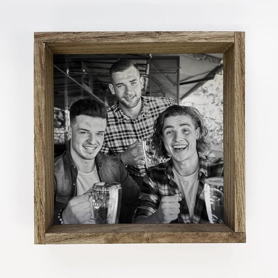 Black and White Friends with Beer Mugs Cheerful Photo Poster