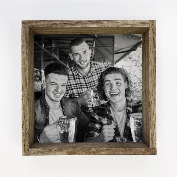 Small Gift For Guys Unique Idea Him Birthday Custom Photo Wall Decor Wood Framed Art Brothers
