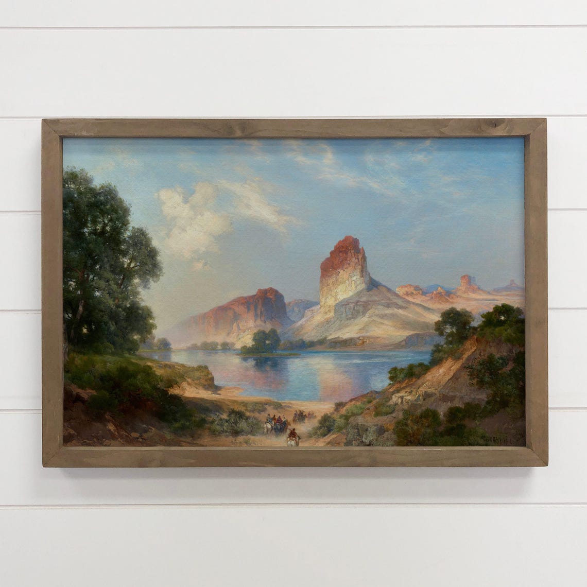 Nevada Desert River Butte Horseback Western Landscape Art Poster
