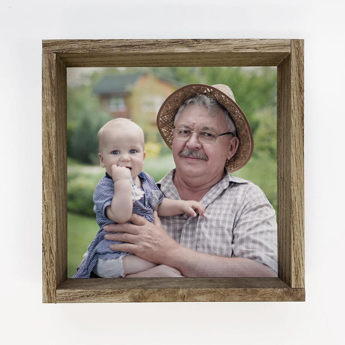 Personalized Grandfather Photo Print Wood Frame Custom Picture Gift