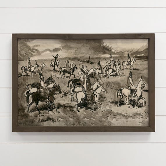 Horses Wall Art Horse Trail Ride Canvas Wood Framed Artwork