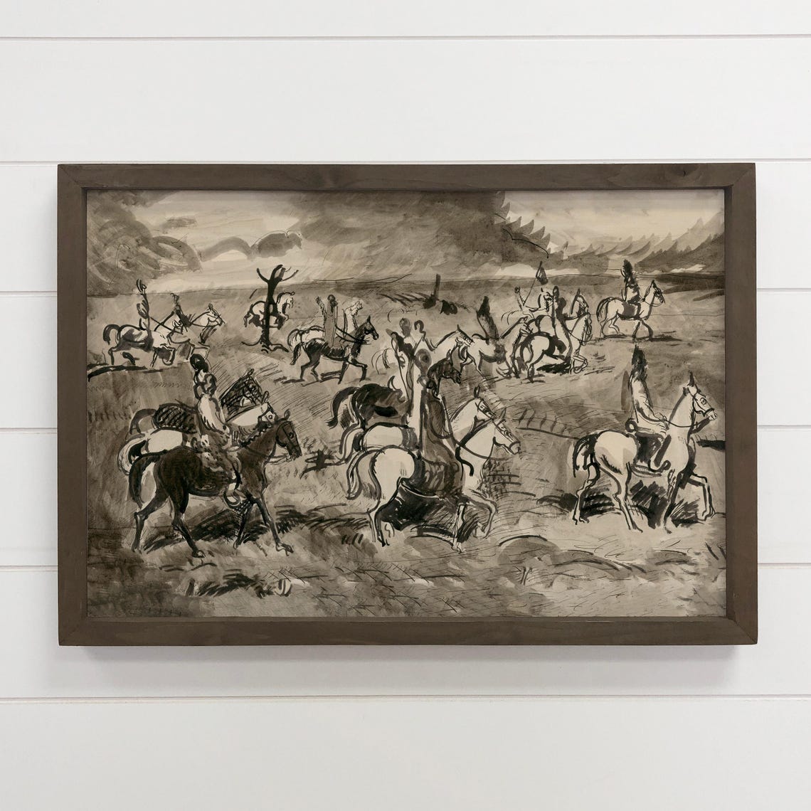 Horses Wall Art Horse Trail Ride Canvas Wood Framed Artwork