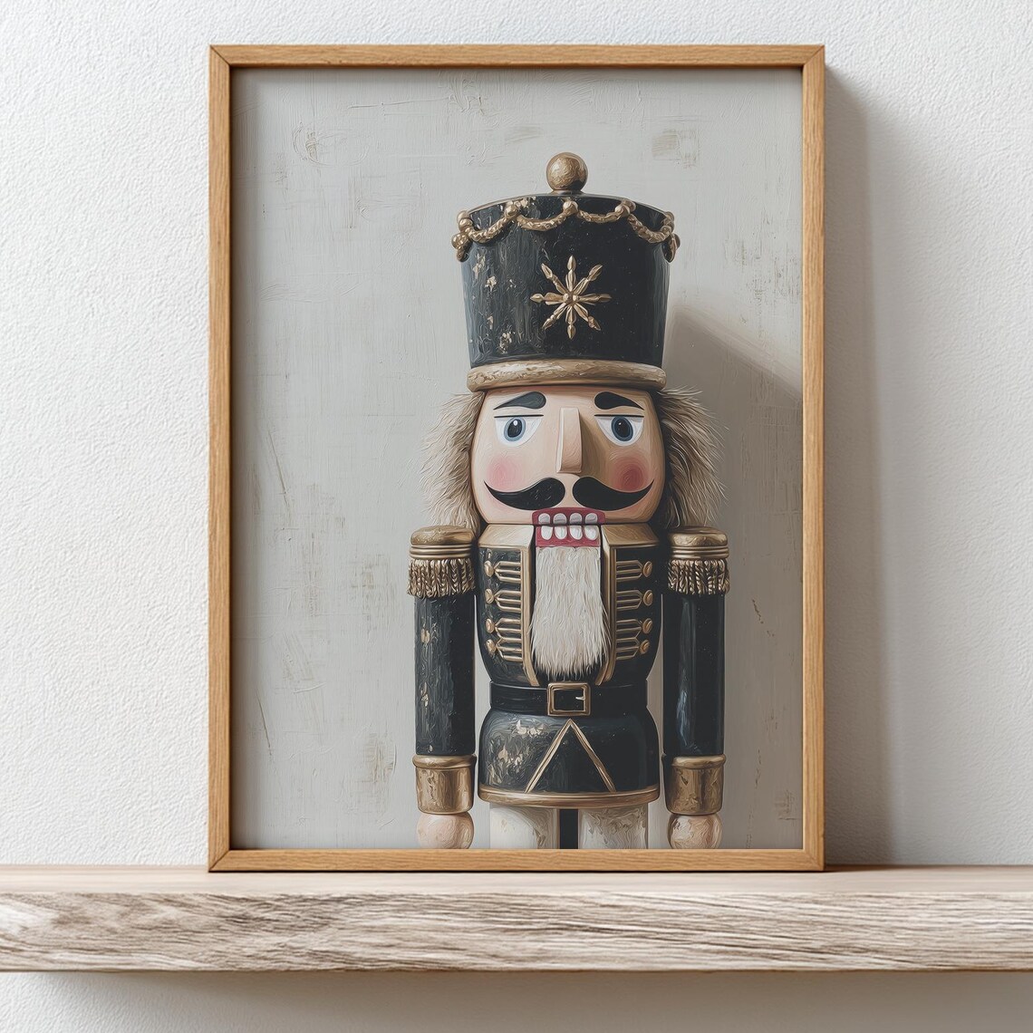 Vintage Black Nutcracker Soldier Christmas Painting Art Poster