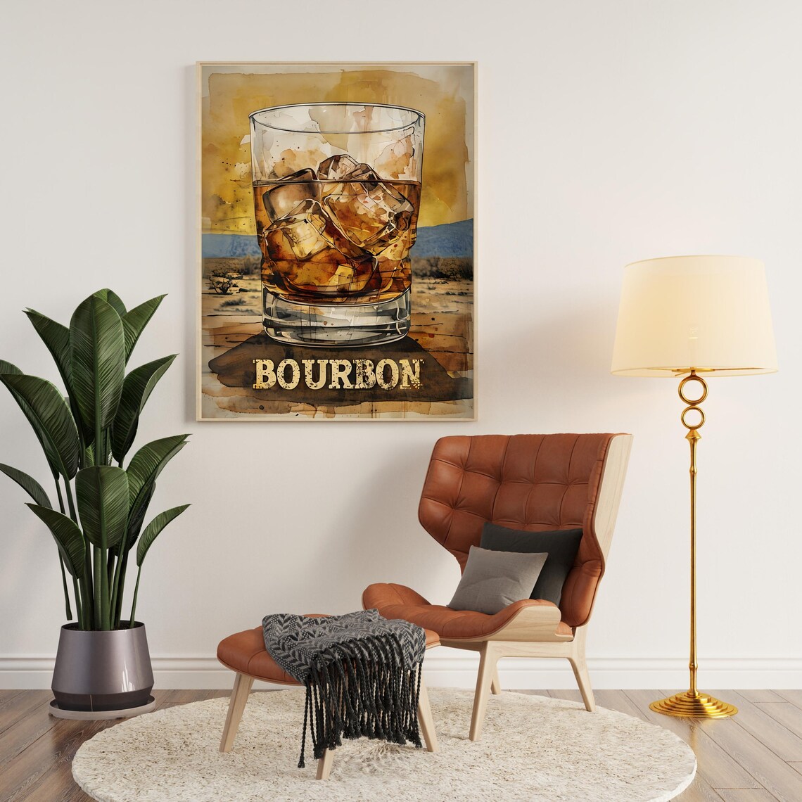 Bourbon Whiskey Rustic Bar Decor Cocktail Poster