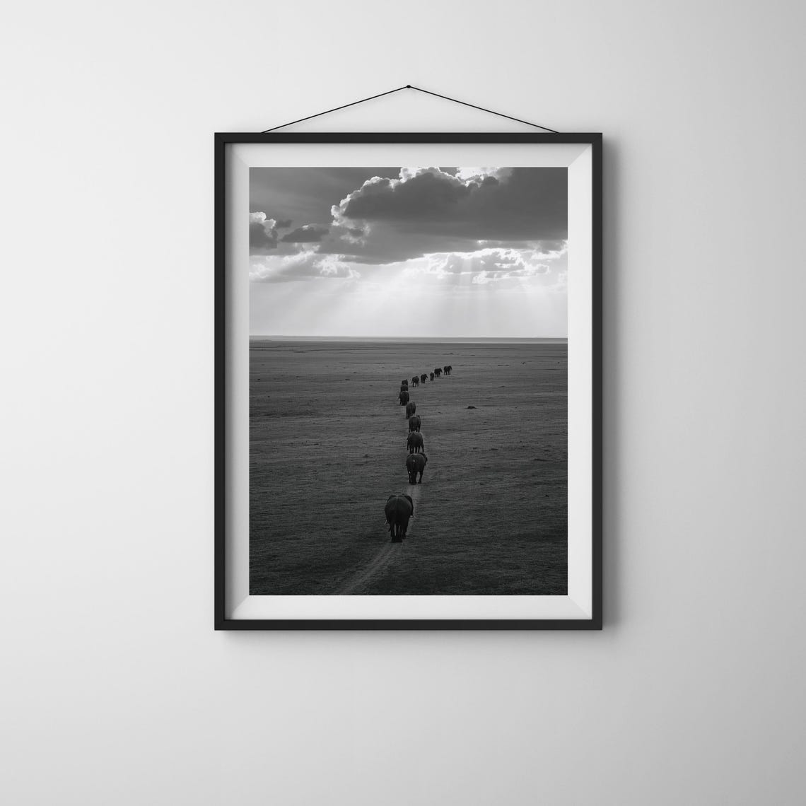 Elephant Herd Photography Print Minimalist Safari Wildlife Art