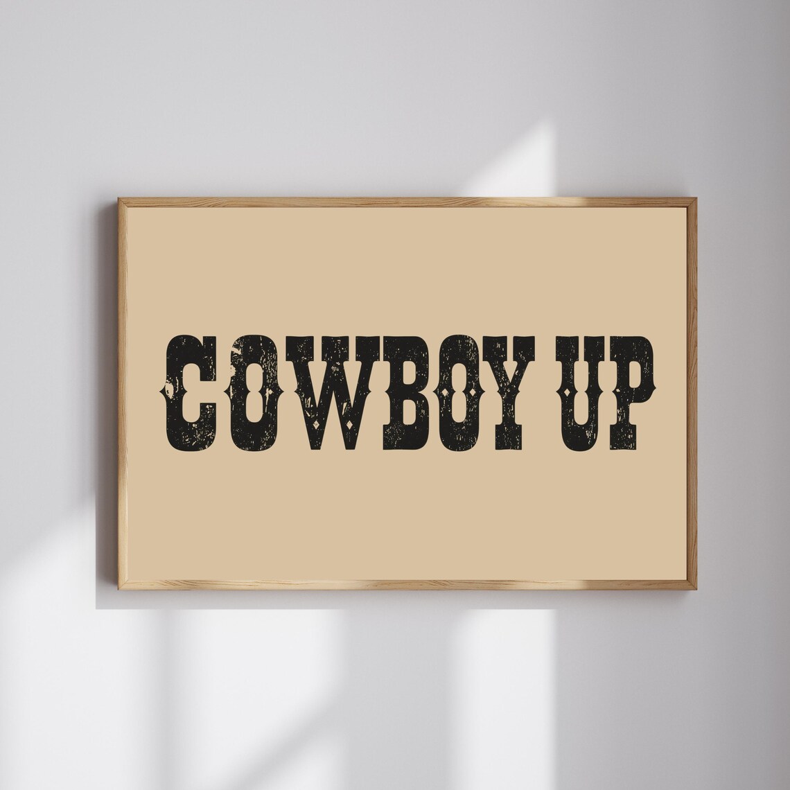 Cowboy Up Distressed Western Typography Vintage Ranch Wall Poster