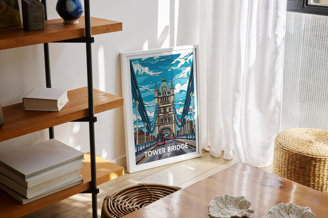 Tower Bridge Print Tower Bridge City Poster Uk Wall Art London Wall Art Decor London Travel Poster England Travel Poster - Image 2