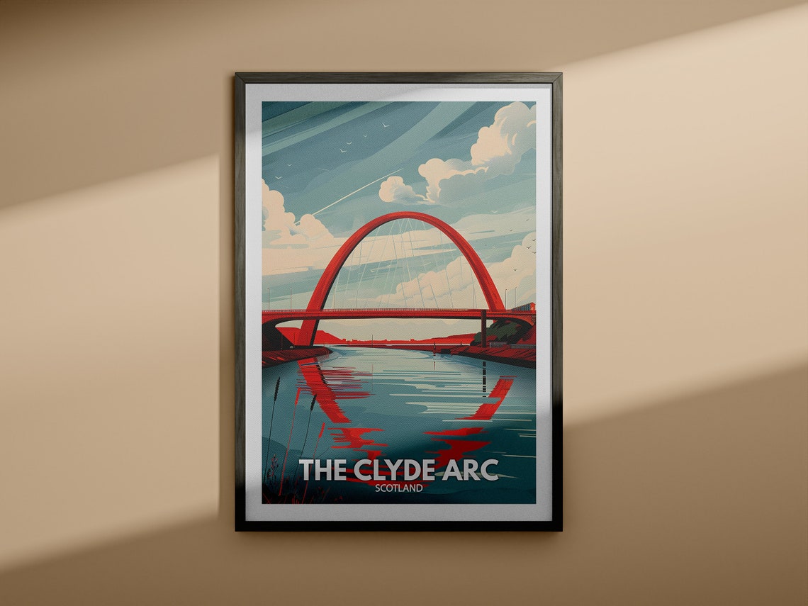 The Clyde Arc Scotland Red Arch Bridge River City Landmark Poster - Image 4