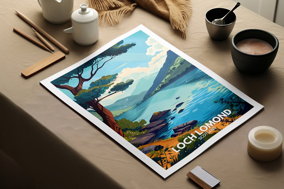 Loch Lomond Scotland Peaceful Mountain Lake Pine Shores Poster - Image 2