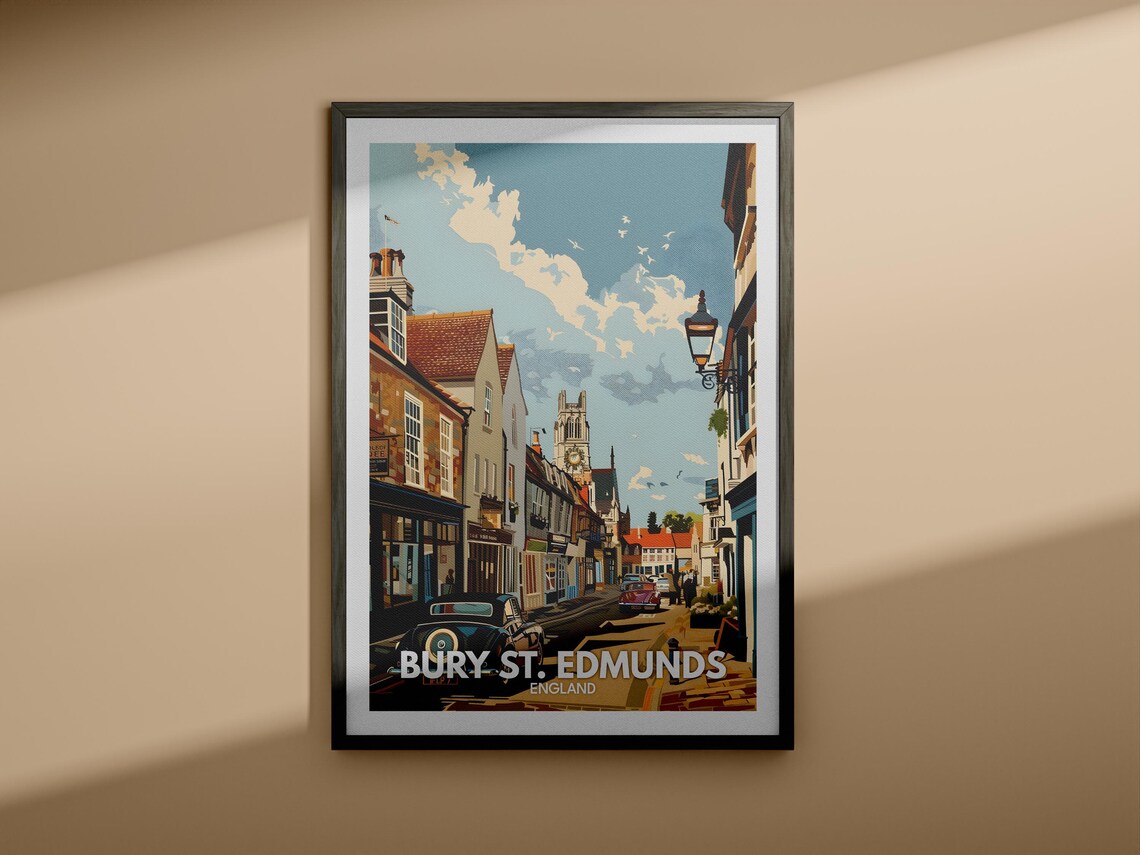 Bury St. Edmunds England Historic Market Town Street Travel Poster - Image 4
