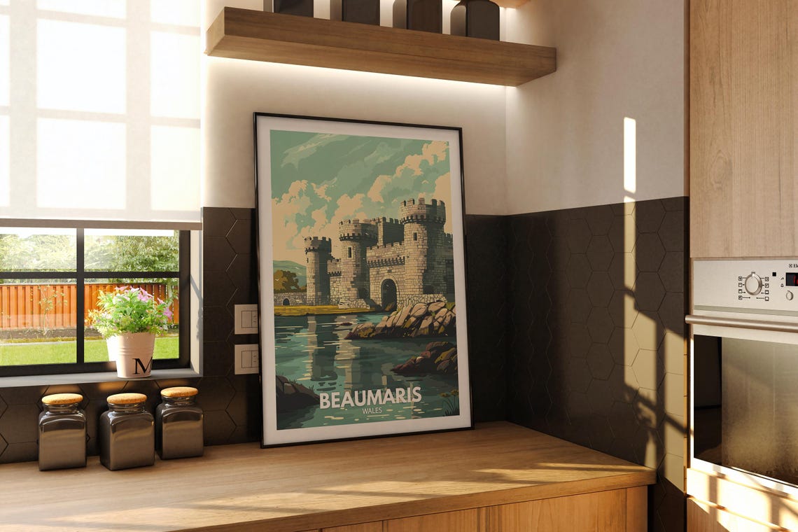 Beaumaris Wales Castle Waterside Historic Town Vintage Travel Poster - Image 3