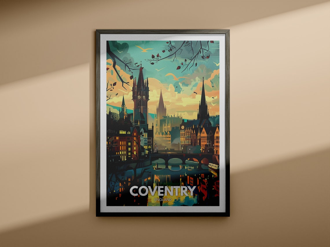 Coventry Art Print Coventry City Poster Uk Travel Wall Art England Wall British Travel Poster United Kingdom Print England City Art - Image 4
