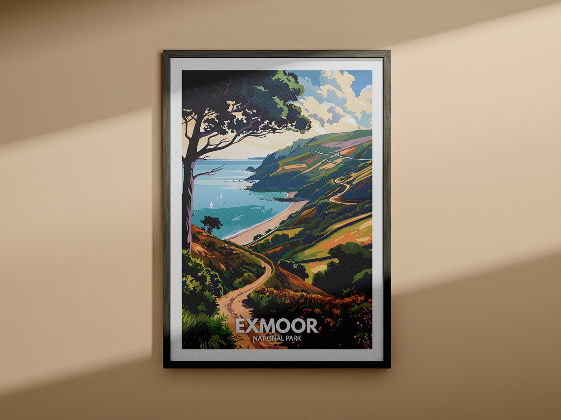 Exmoor National Park Vintage Travel Poster Coastal Hills Scene - Image 4