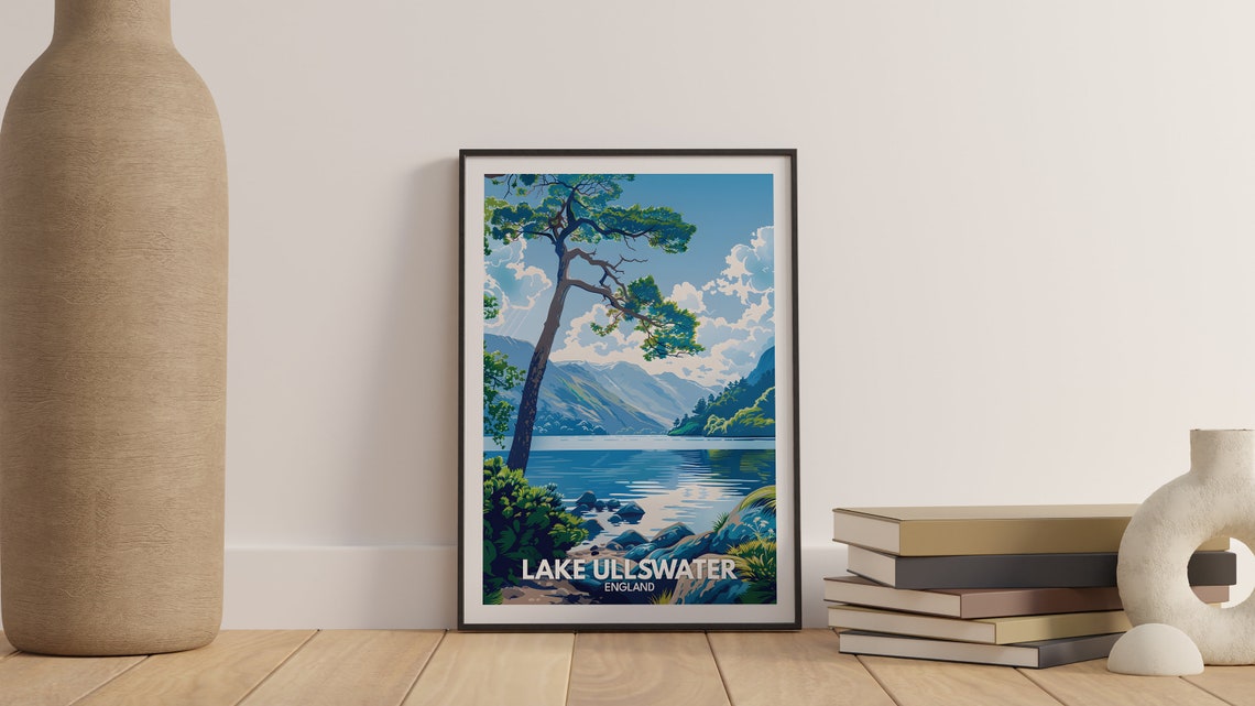 Lake Ullswater Print Lake Ullswater Poster England Lake Travel Poster Lake Wall Art Decor United Kingdom Lake Art England Nature Poster - Image 3
