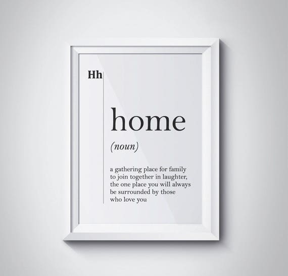Home Definition Print Family Quote Gift Minimalist Home Decor Scandinavian Poster Dictionary Wall Art Typography Instant