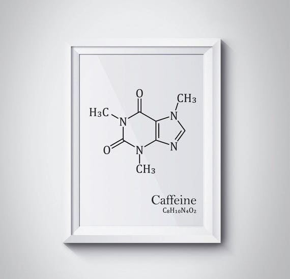Caffeine Molecule Coffee Print Coffee Wall Art Cafe Decor Chemistry Wall Art Chemistry Poster Caffeine Print Science Poster Minimalist Art