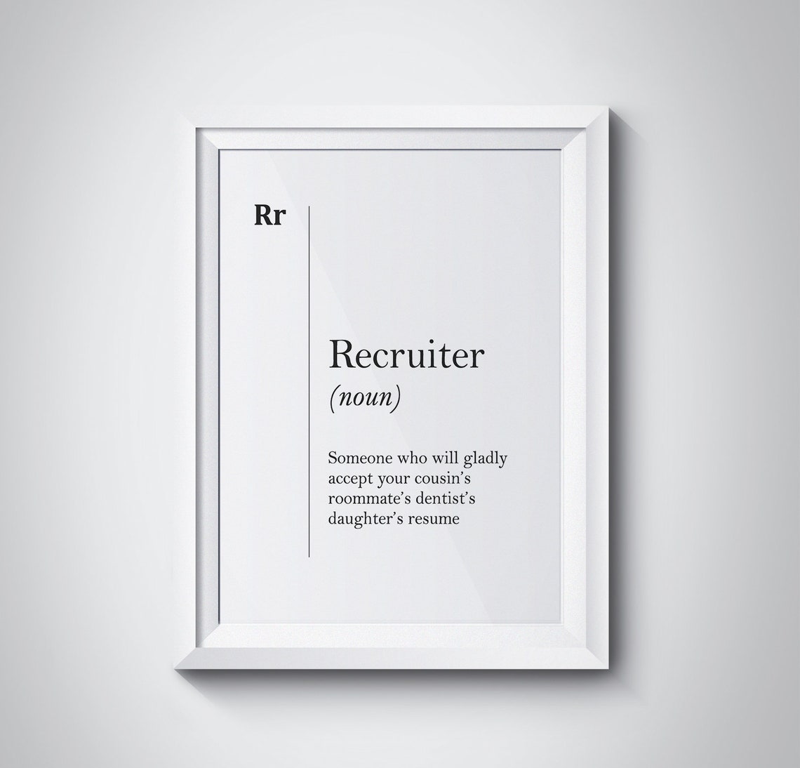 Funny Recruiter Definition Print HR Office Gift Dictionary Decor