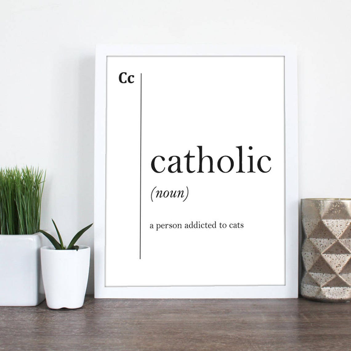 Cat Lover Funny Catholic Pun Dictionary Definition Typography Poster - Image 2