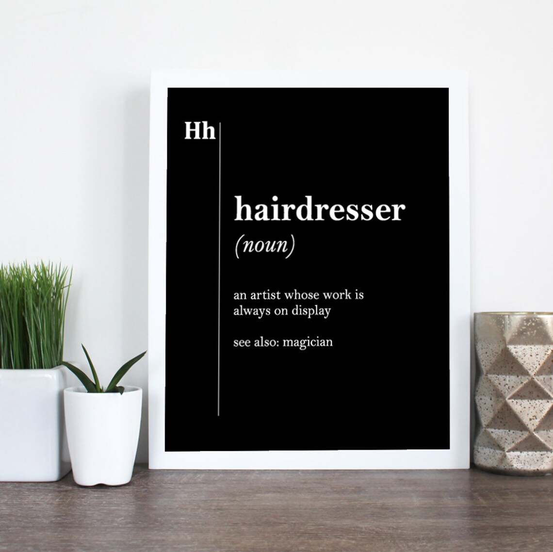 Hairdresser Definition Salon Decor Stylist Gift Black Poster - Image 2