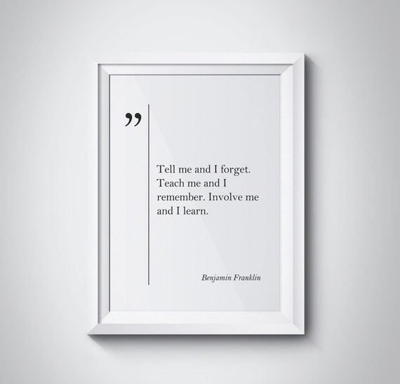 Benjamin Franklin Quote Education Poster Benjamin Franklin Print Teacher Gift Graduation Franklin Poster College Wall Art Teacher Wall Art