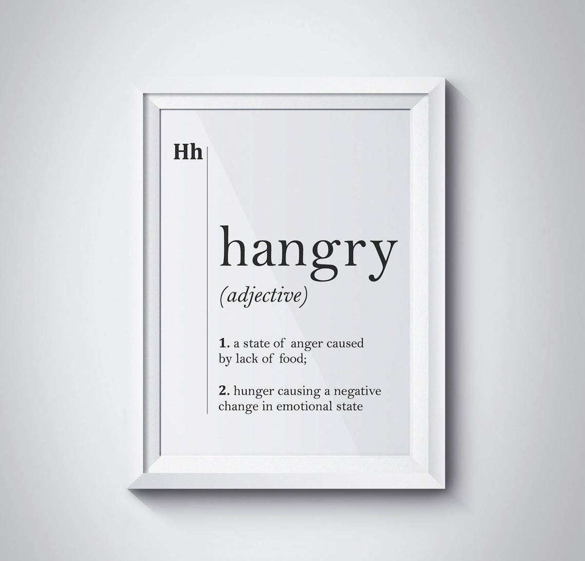 Hangry Adjective Dictionary Definition Funny Kitchen Wall Decor Poster