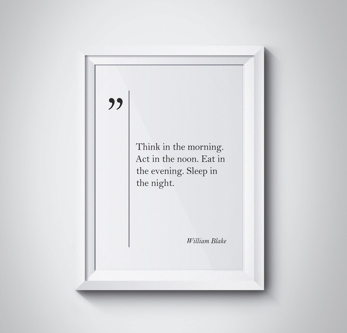 William Blake Think in the Morning Quote Print for Daily Routine Decor