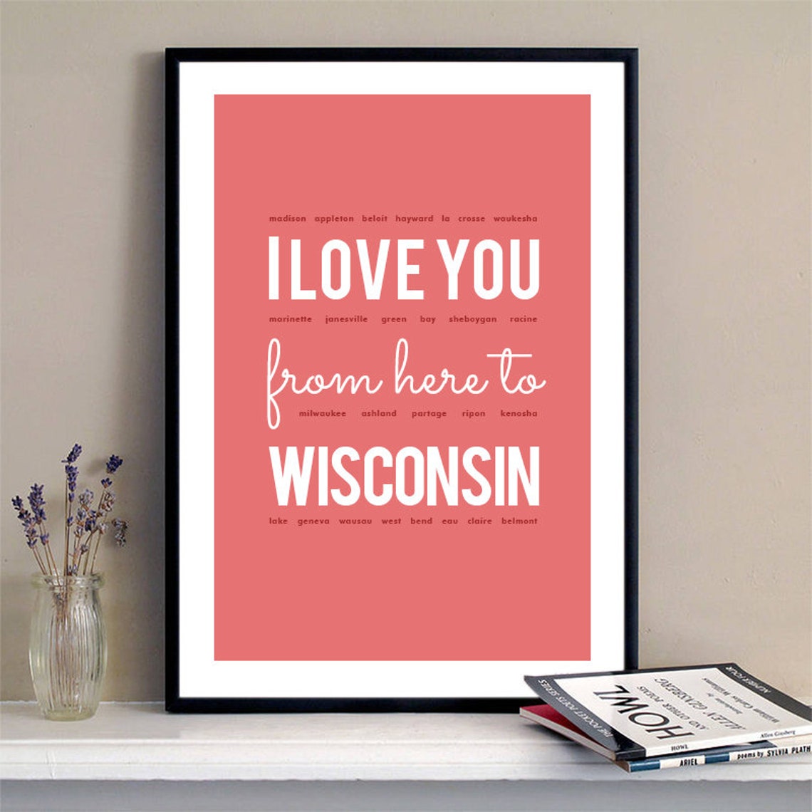 I Love You From Here To Wisconsin Wisconsin Print Wisconsin Skyline Wisconsin Art Wisconsin Poster Wisconsin Watercolor Wisconsin Art - Image 2